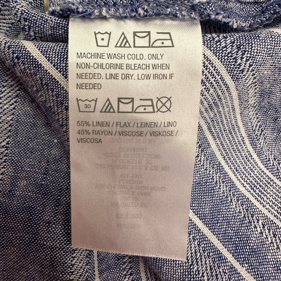 Susan Graver Roll Tab Button-up Blouse Top Sz Petite M Linen Blend - Picture 7 of 8